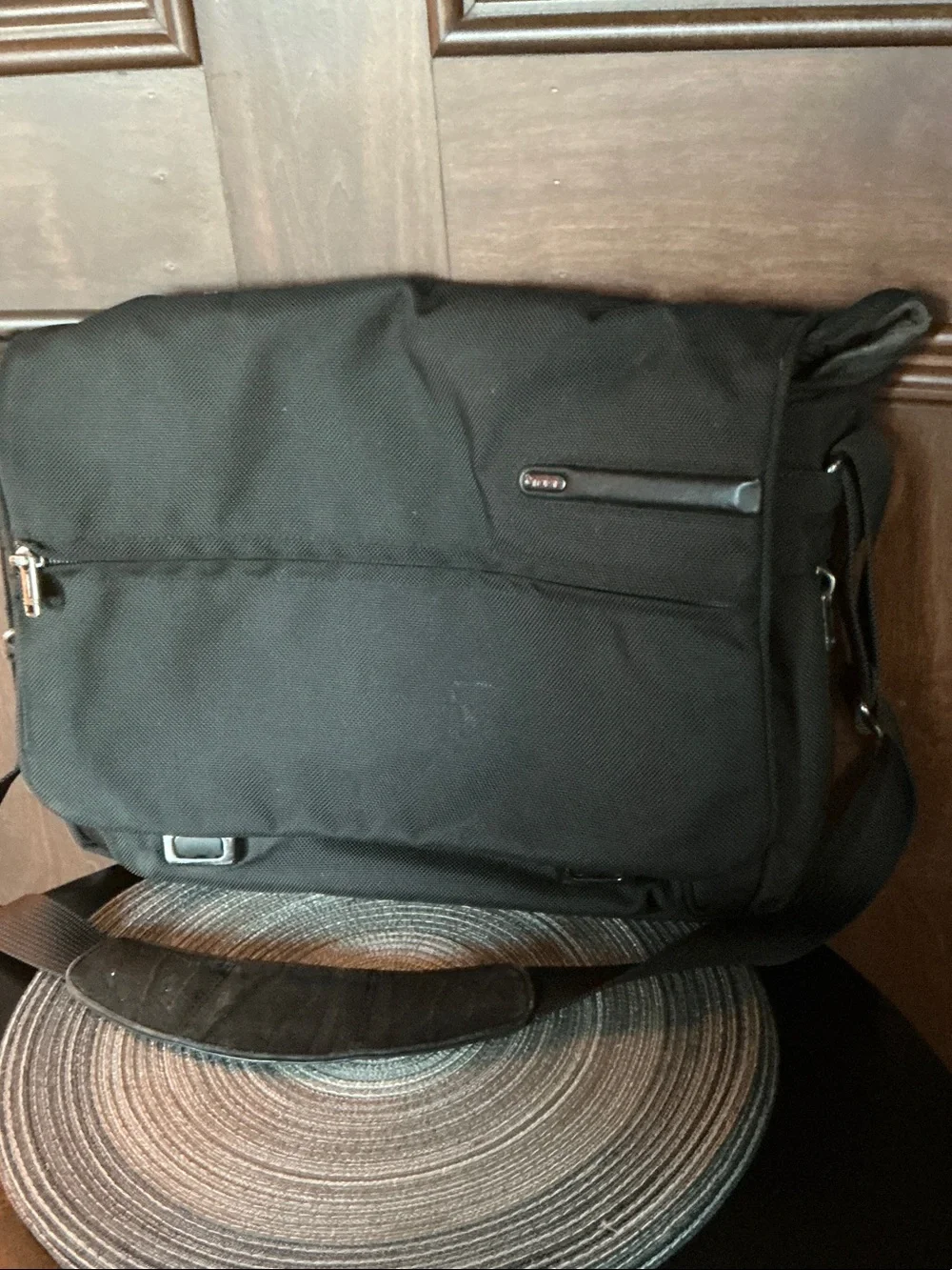 Tumi Black Messenger Bag with Adjustable Shoulder Strap